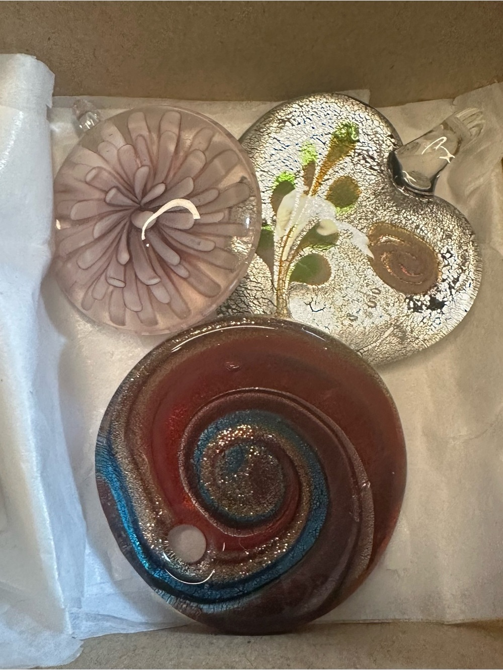 Vintage Art Glass Pendant Lot of 3 – Hand Blown Glass Pendants